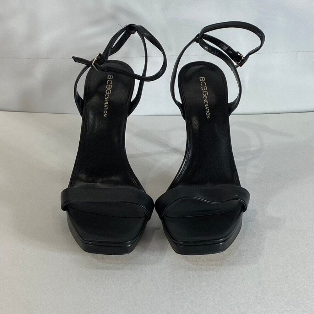 BCBGENERATION Women's Black Leather Cadence Ankle-Strap Platform Sandals - Picture 3 of 10